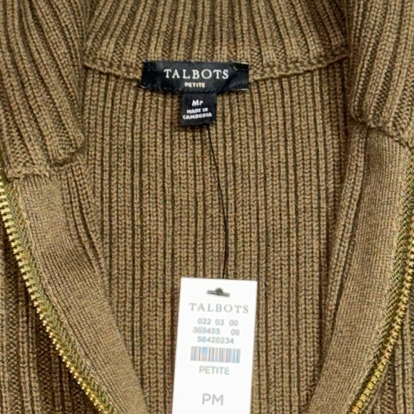 NWT Talbots MP Medium Petite Dark Green Cable Knit Sweater Vest - Picture 3 of 6